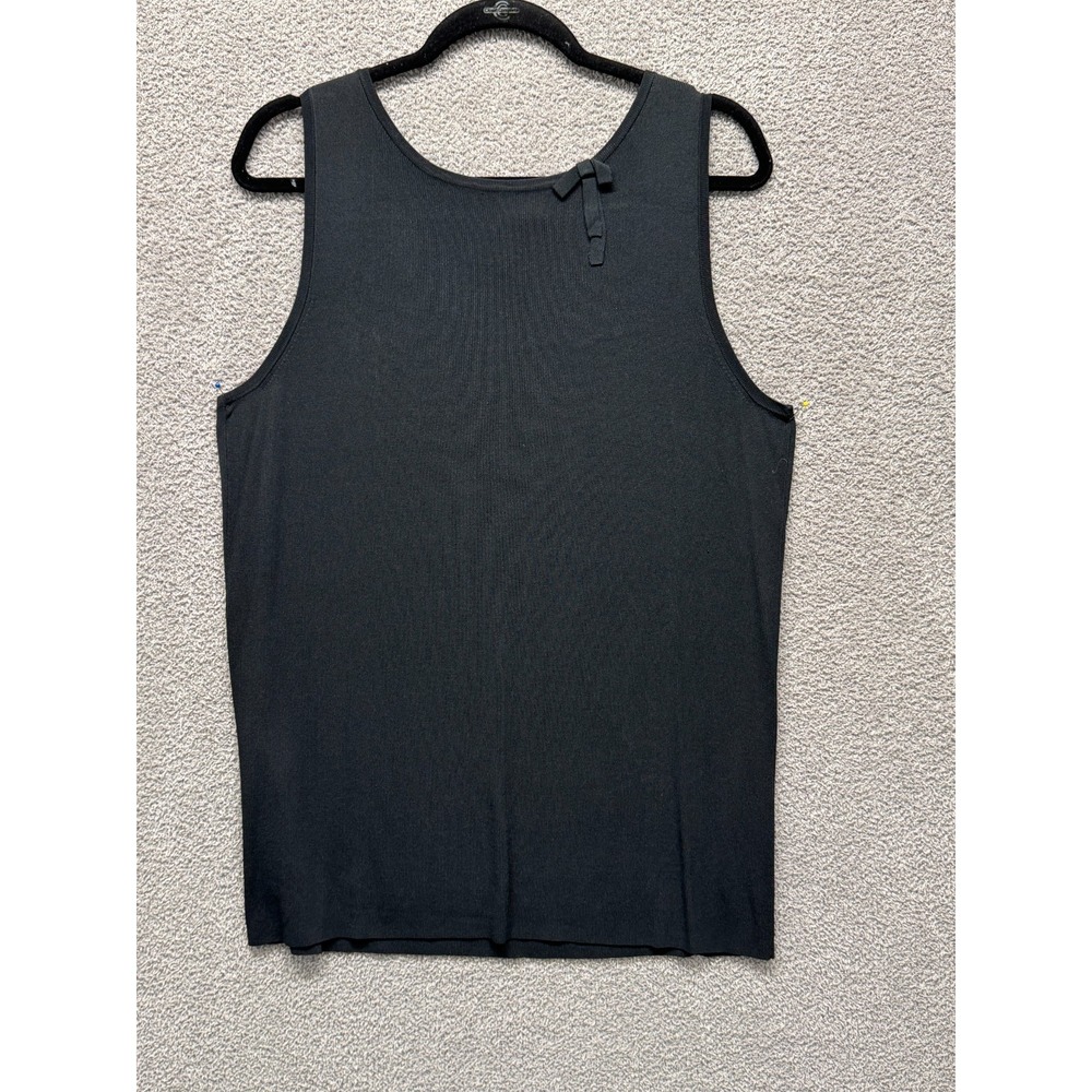 Lane Bryant 14/16 Black Knit Tank Top Shell Bow Detail Sleeveless Stretch‎